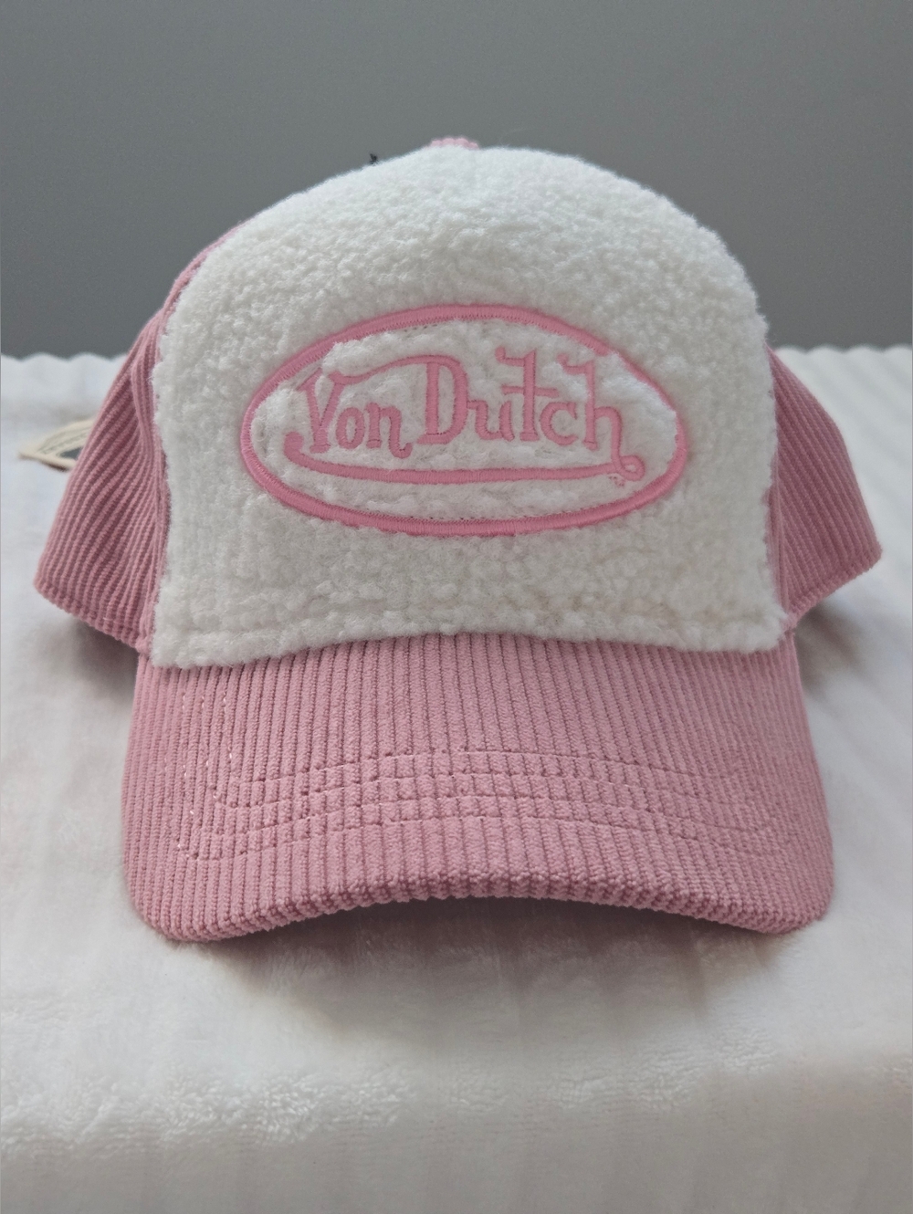 VON DUTCH Pink Sherpa Corduroy Dutch Strapback Hat